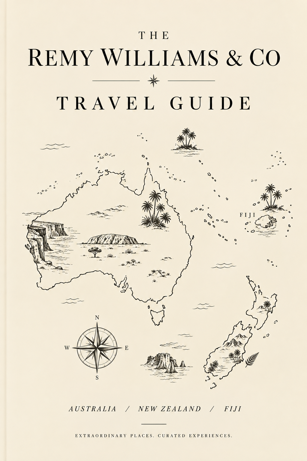 The Remy Williams & Co Travel Guide — illustrated cover spanning Australia, NZ and the Pacific