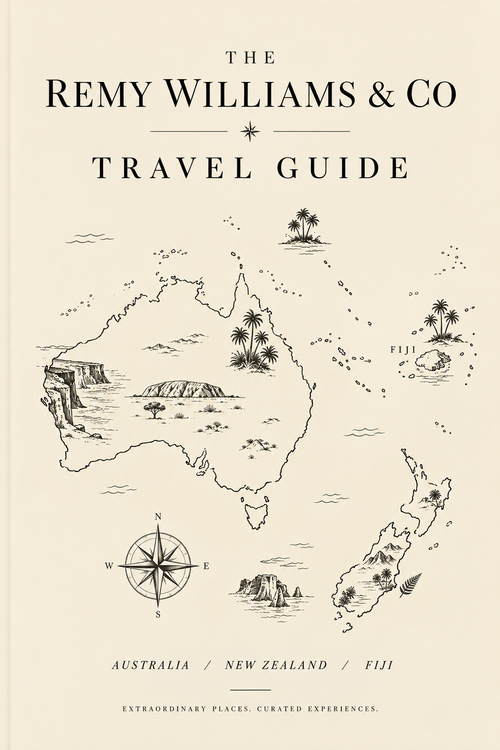 The Remy Williams & Co Travel Guide — illustrated cover spanning Australia, NZ and the Pacific